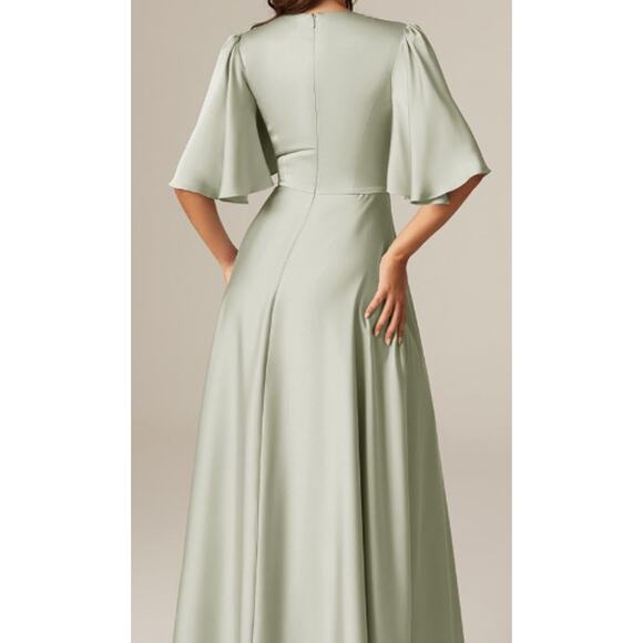 AW BRIDAL SZ 4 S sage green Elinore wedding cocktail party maxi dress NEW B122 - Picture 2 of 11